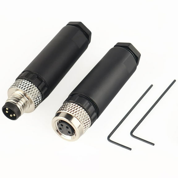 M8 4-Pin Male & Female Aviation Wire Connector, Waterproof IP67 Panel Mount Connector, 5mm Industrial Circular Sensor Interface, A-Coded, Durable for Outdoor Use, 2-Pack