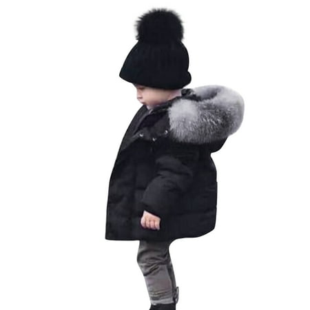 

EHQJNJ Boys Winter Coats Toddler Kids Baby Girls Boys Winter Coats Thicken Collar Hoodie Down Jacket Windproof Snowsuit Clothes Outerwear Toddler Winter Coat Boy 5-6 Years