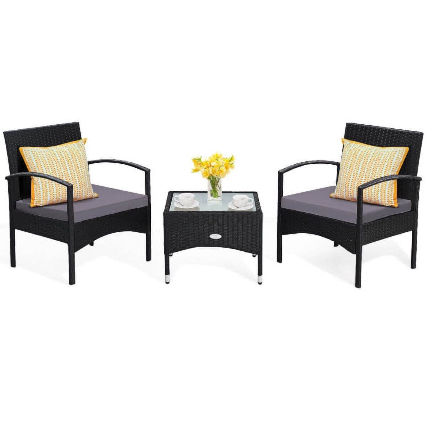 Aimee Lii 3 Pieces Patio Wicker Rattan Furniture Set with Cushion for Lawn Backyard, Rattaner Outdoor Patio Furniture, Gray Aimee Lii 3 Pieces Patio Wicker Rattan Furniture Set with Cushion for Lawn Backyard, Rattaner Outdoor Patio Furniture, Gray