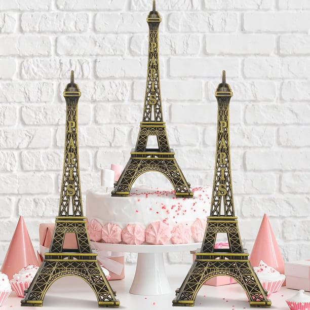 Decoración para tartas Shimeyao con la Torre Eiffel de 15 cm, decoración parisina (3 unidades)