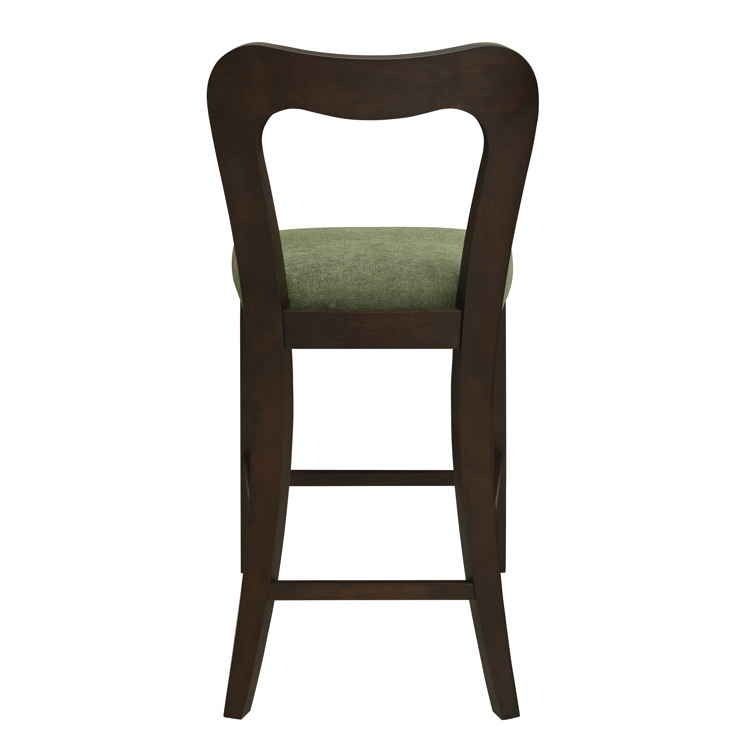Euroco Counter Stools Set of 2, Upholstered Bar Stools Kitchen Island Chairs with Wooden Frame,Dark Brown & Green