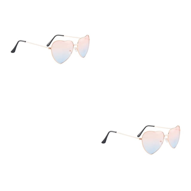 Minnieouse Gafas de sol de corazón Estilo vintage Protección ocular Gafas de seguridad Accesorios de festival Accesorios de mujer para viajar Rojo azul 2Conjunto