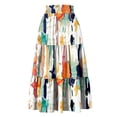 thumbnail image 7 of Women's Bohemian Maxi Skirt, Floral Print Drawstring High Waist Tiered Skirt, Lightweight Flowy Skirt for Festival, Beach Vacation and Summer,Orange,XL, 7 of 7