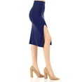 thumbnail image 2 of Women's Elastic Waist Band Stretch Bodycon Side Slit Solid Pencil Midi Mini Skirt, 2 of 4