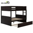 thumbnail image 4 of BELLEMAVE Full Over Full Bunk Bed, Wood Bunk Bed Frame with Twin Trundle, Fence Shaped Guardrails, Ladder, Headboard, Convertible into 2 Bed, Full Bunk Bed for Adult, Teens (Espresso), 4 of 13