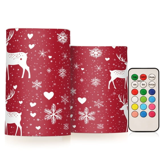 BZSMCE Flameless Candles LED Lights Heart Reindeer and Snowflake Pattern Creativity Battery Candles