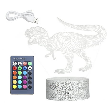 

3D Dinosaur Night Illusion Lamp Color Changing Lights Bedside Table Desk Lamp with Touching & Remote Control for Gifts Home Decoration