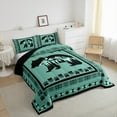 thumbnail image 3 of Feelyou Cartoon Rustic Bear Queen Comforter Set for Kids, Green Western Boho Aztec Bedding Sets, Rustic Lodge Cabin Reversible Bedding Comforter Set, Super Cozy Room Decor, 3-Piece, 3 of 8