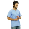 thumbnail image 3 of Atasi Men's Casual Short Kurta Indian Tunic V-Neck Cotton Top-Large, 3 of 6
