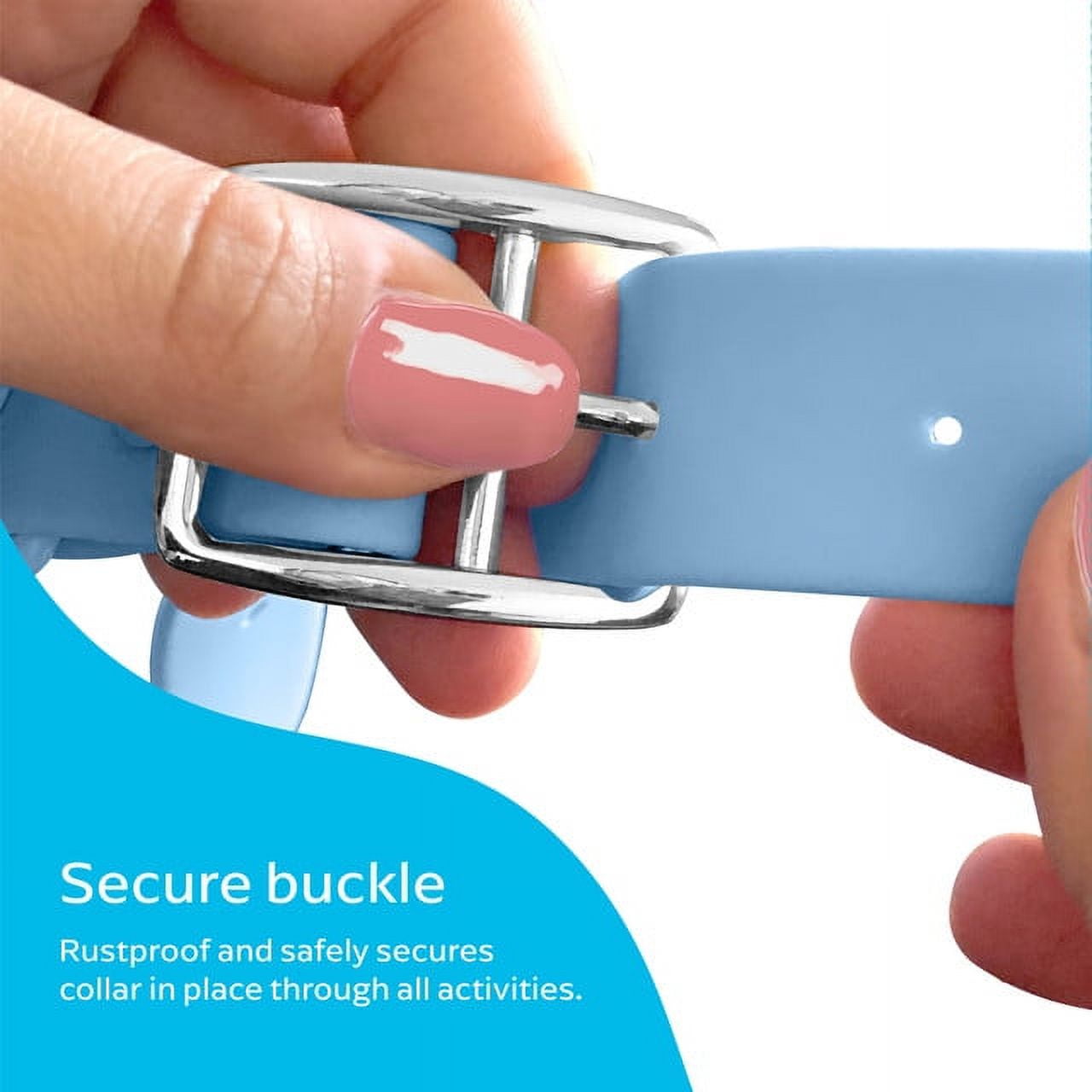 LUXE + LOLI Light Blue Dog Collar with AirTag Holder, Extra Small