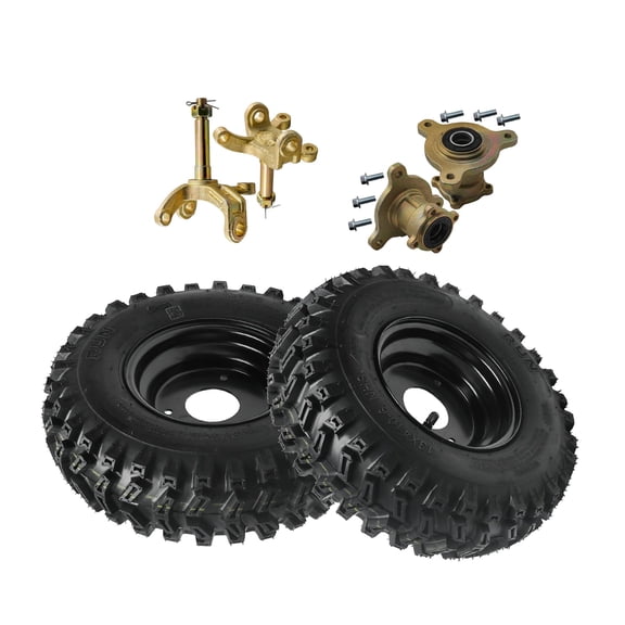 2pcs 6 inch Wheels 13x4.10x6 13x4.10-6 Wheel Tire and Rim 3 Stud 4Ply Tubeless Wheel with Front Steering Spindles Hubs for Snow Blower Thrower Mini Bike ATV Quad Buggy Go Kart Tires (TK035)