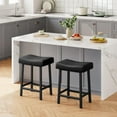 thumbnail image 4 of FOLDLIFE Set of 2 Modern 24" Counter Height Barstools, Upholstered Backless Saddle Stools with Curved Surface in PU Leather for Kitchen Counter or Home Bar, Black, 4 of 8