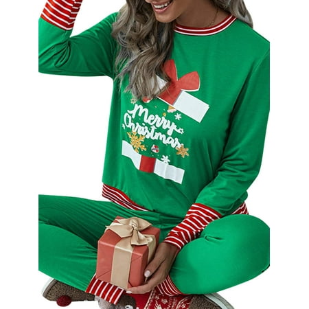 

YAGHYAGH Plus Size S-5XL Womens Christmas Loungewear 2pcs Sleepwear Pajamas Set