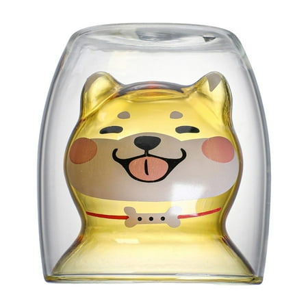 

Double Shape 180ml Borosilicate Glass Drinkware Tea Drink Cups Espresso and Coffee Cup for Cappuccino Scented Tea Cocktail Yellow