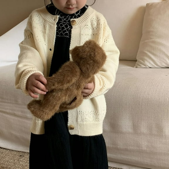 Godderr Girls Cardigan Sweater Knitwear for Baby Toddler Newborn 9M-5Y Vintage Knitted Sweater Autumn Winter Roundneck Knit Sweater