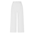thumbnail image 7 of Womens Pants Elastic Waist Straight Leg Solid Color Casual Pocket Pants White L, 7 of 7