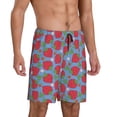 thumbnail image 2 of Kdxio Hand Drawn Strawberry Print Mens Sleep Shorts Bottoms Soft Comfy Pajama Wear Pants with Drawstring Pockets, 2 of 7