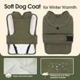 thumbnail image 4 of IDOMIK Warm Dog Coat, Canvas Dog Jacket, Reflective Fleece Pet Cold Weather Vest with Zipper Leash Hole, Green, XS, 4 of 8