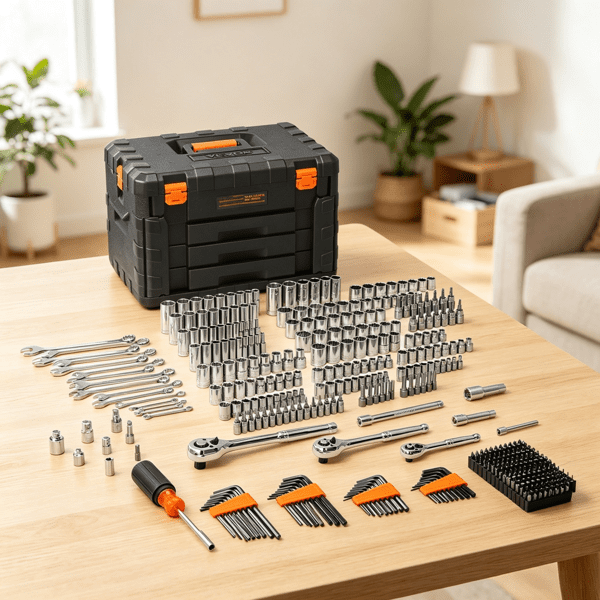 450-Piece Mechanics Tool Set, 1/4" 3/8" 1/2" Drive SAE & Metric Socket Set with Bits, Hex & Combination Wrenches, Includes Storage Case