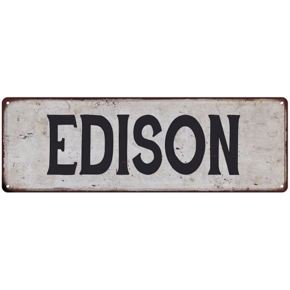 EDISON Vintage Look Rustic Metal 6x18 Sign City State 206180041053
