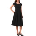 thumbnail image 4 of INSPIRE CHIC Retro Dresses for Womens Vintage Square Neck Cap Sleeve Fit and Flare Midi Dress XL Black, 4 of 6