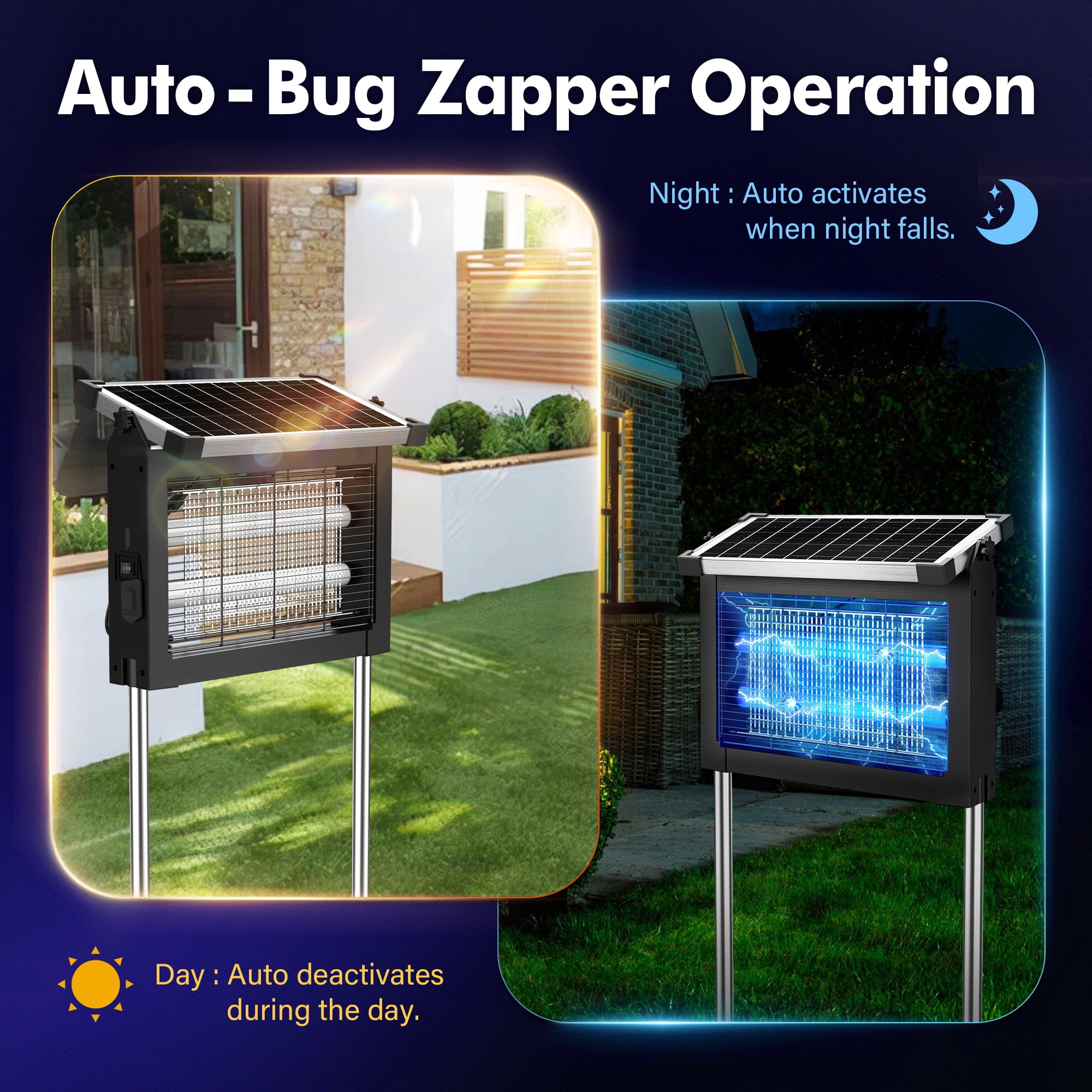 Reppiss Solar Bug Zapper Outdoor, 1 Acre Mosquito & Fly Killer Lamp, Waterproof Insect Control for Garden, Patio