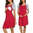 thumbnail image 2 of Women Nursing Nightgown Labor Maternity Nightgown Short Sleeve Breastfeeding Sleep Dress M, 2 of 9