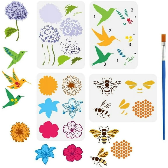18Pcs Flower Stencils For Painting - Reusable Floral And Leaves Templates For Crafts, Scrapbooking, Card Making, Wall Decor, And DIY Projects, Easy To Use And Clean, 3 X 6 Inches