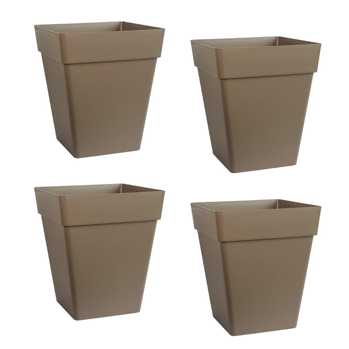 11-in Square Brown Plastic Garden Planter with Drainage Holes 1 2 or 4 Pack 