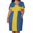thumbnail image 3 of Vestido holgado con bolsillos y estampado de bandera sueca (versión vainilla), vestido de verano para mujer 2025, vestidos de verano para mujer 2025, vestido de verano para mujer 2025, 3 of 7