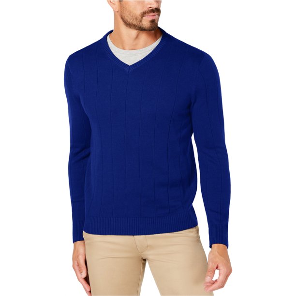Suéter tipo jersey texturizado Club Room para hombre, azul, extragrande
