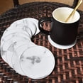 thumbnail image 2 of White Marble Coasters For Drinks, Coasters Set Of 10, Faux Laether Round Cup Coasters Prevent Furniture From Dirty, Spills, Water, 2 of 3