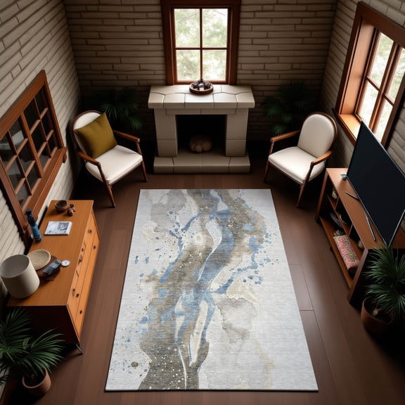 Addison Rugs Mayfield Premium Machine Washable Transitional Abstract Taupe Rectangle Rug, 10' x 14'