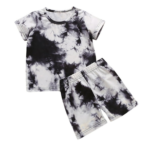 ibuvkizy Summer Toddler Boys Outfit Sets Kids Baby Boys Fashion Short Sleeve Round Neck Cute Print Tshirt Shorts Outfits Clothes