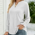 thumbnail image 2 of IROINNID Deals Polyester Long Sleeve T Shirt for Women Comfy Fall Slot Neck Solid Color Sleeve Loose T-Shirt Slot Neck Top/Shirt,White, 2 of 4