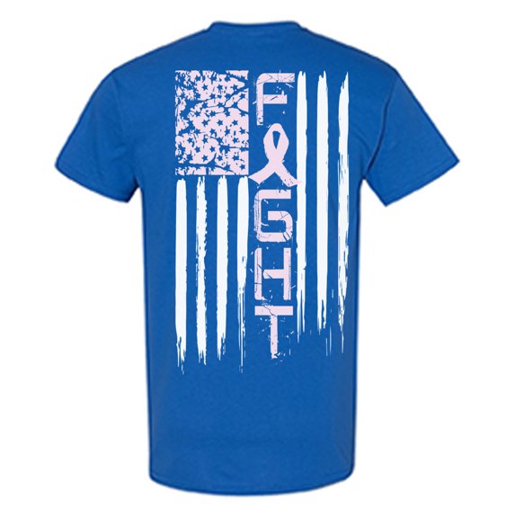 Awkward Styles Breast Cancer Awareness T-Shirt Fight Flag T Shirts for Men Back Print