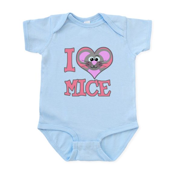 CafePress - I Love (Heart) Mice Infant Bodysuit - Baby Light Bodysuit, Size Newborn - 24 Months