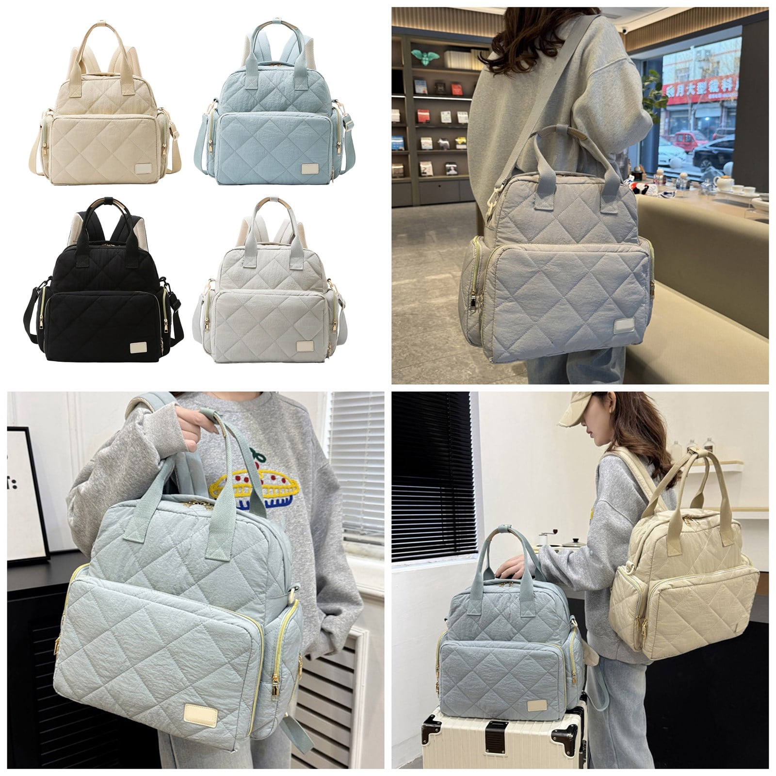 Diaper Bag Backpack Handbag Mom Bag Multi Compartment Travel Bag for Women Splashproof Large Capacity Shoulder Bags