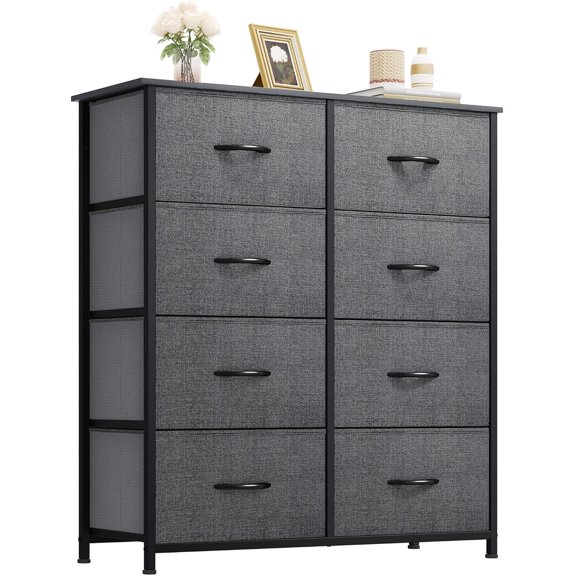 8 Drawers Fabric Dresser - Storage Tower Unit Organizer Unit for Living Room & Closets - Sturdy Steel Frame & Easy Pull Fabric Bins