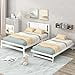 thumbnail image 3 of Harper & Bright Designs Full Size Platform Bed with Adjustable Trundle, Wooden Full Bed Frame with Headboard, No Box Spring Needed (White), 3 of 4