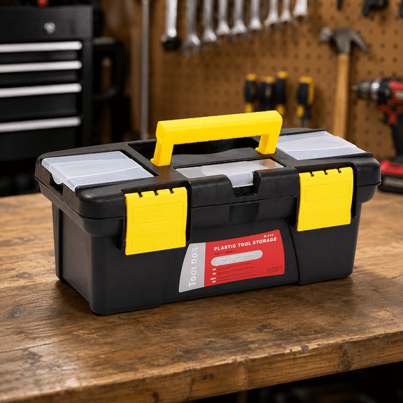 Small Tool Box 10-Inch Plastic Tool Boxes Double-Layerttoolbox With Handle Removable Tray With Double Lock Secured Toolbox For Home