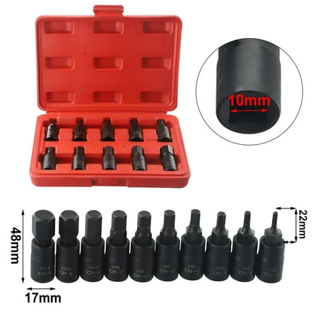 

10Pcs Bit Socket Set 3/8 Inch Hex Sping Star Bits H3-H14 Drive Enhanced Storage