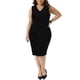 thumbnail image 2 of Vestido Bodycon de Talla Grande para Mujer Agnes Orinda con Ruched Escote en V Sin Mangas para Oficina Fiesta Cóctel Vestidos Lápiz 1X Negro, 2 of 5