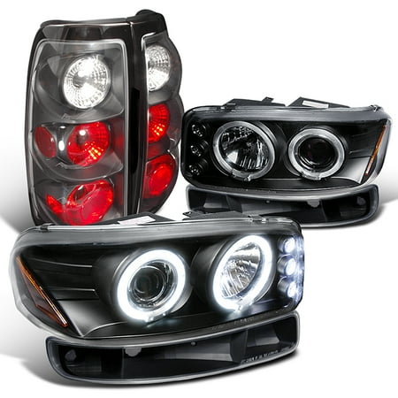- Spec-D Tuning 1993-2003 Gmc Sierra 1500 2500 3500 Hd Led Halo Projector Headlights Black Tail Lamps (Left + Right)