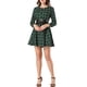 thumbnail image 5 of INSPIRE CHIC Vestido de Camisa A-Line de Manga Larga con Cinturón y Estampado de Cuadros para Mujeres S Verde Búfalo, 5 of 7