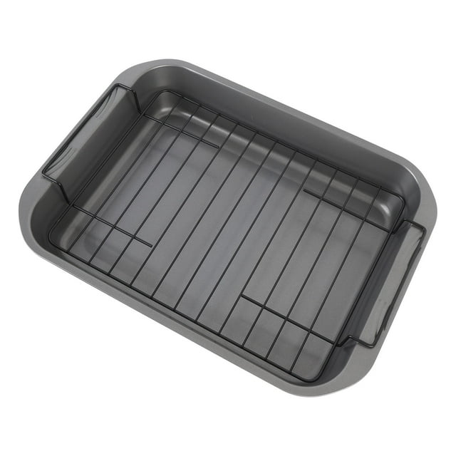 Nonstick Roaster, High Temperature Resistant Easy Food Release Nonstick Roasting Pan with Rack for Cooking