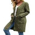 thumbnail image 3 of Women‘s Long Sleeve Cable Knit Sweater Open Front Cardigan Button Down Loose Outerwear Light Blue M, 3 of 7