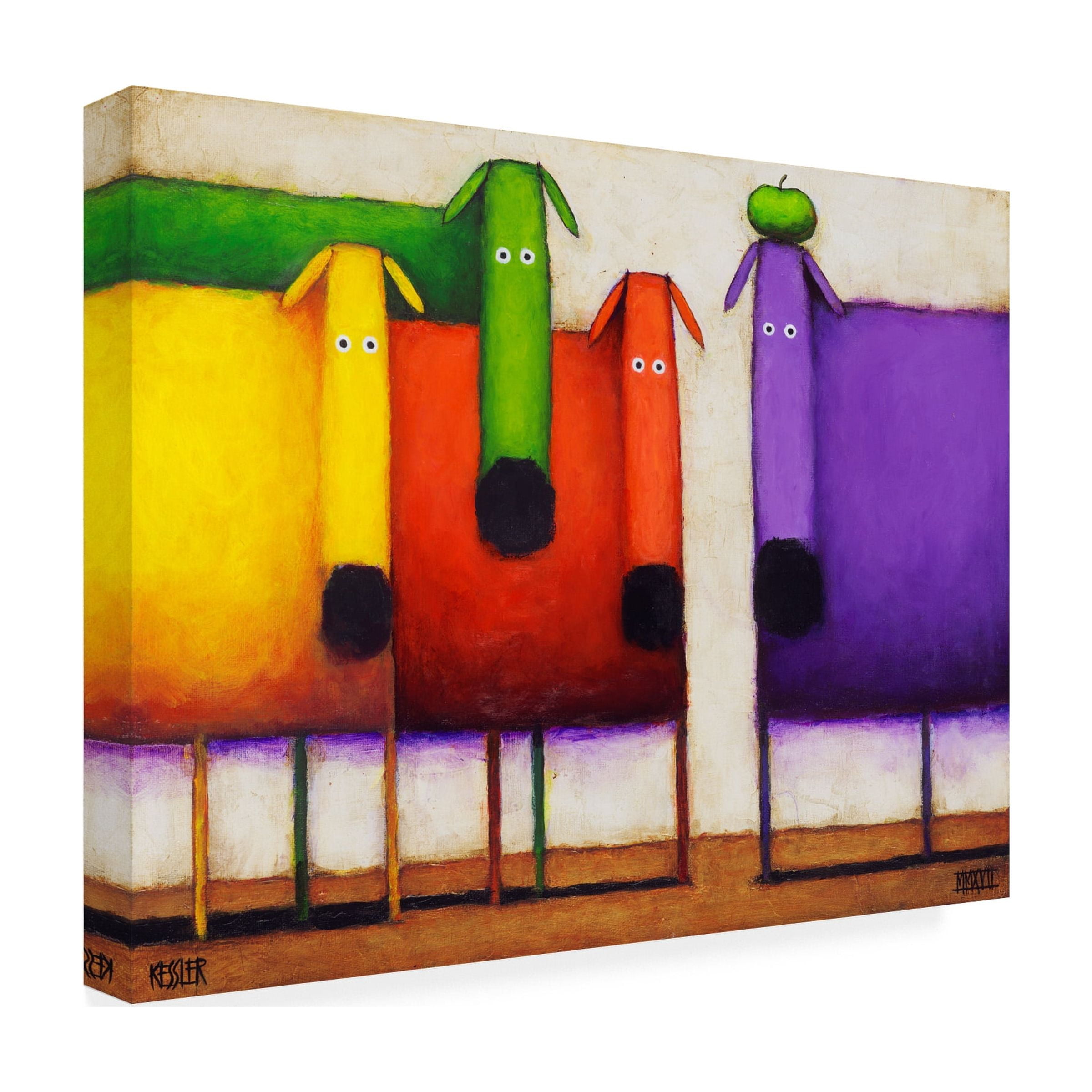 Trademark Fine Art Daniel Patrick Kessler Rainbow Dogs Canvas Wall Art - 35x47