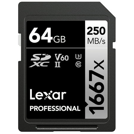 UPC: 0843367115228 | Lexar LSD64GCBNA1667 Professional 1667x 64GB Class 10 SDXC UHS-II/U3 Memory Card