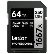 Lexar LSD64GCBNA1667 Professional 1667x 64GB Class 10 SDXC UHS-II/U3 Memory Card
